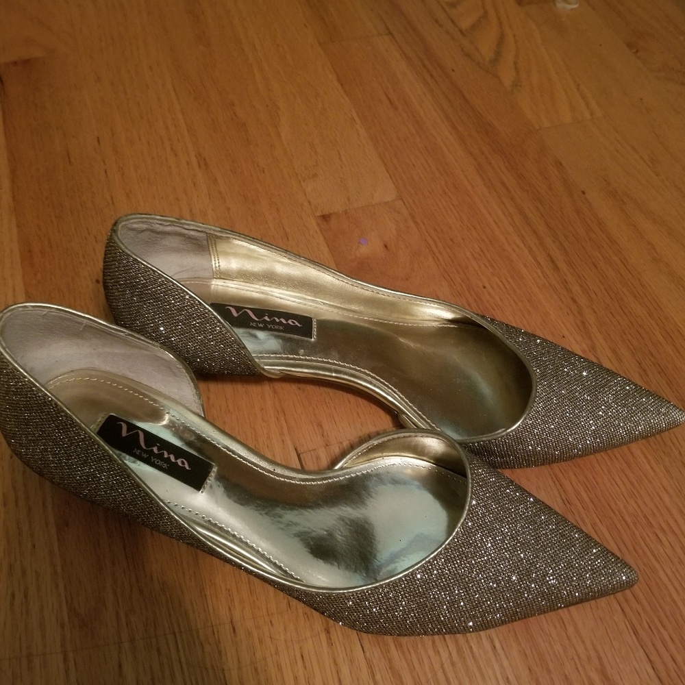 Sparkly Gold Pointy Heels